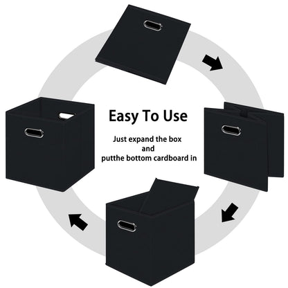 HEAYEEG Black Foldable Storage Cubes Bins , Fabric Storage Box Cubes Organizer Baskets with Dual Handles for Home Organizer (Black)