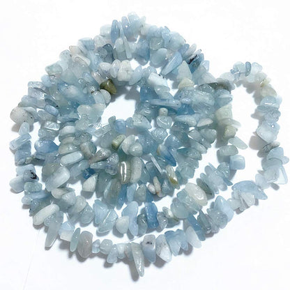 PLTbeads 5-8mm Natral Healing Gemstone Waist Bracelets Necklace Kit Irregular Stone DIY Crafts Design Jewelry Making 1 Strand per Bag Approxi 34 inch (Aquamarine Chips)