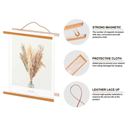 Benjia 4 Pack 8x10 8x12 8x18 Poster Frame, Magnetic Light Wood Frame Hanger for Photo Picutre Canvas Artwork Art Print Wall Hanging (4 Packs, 8", Teak Color)