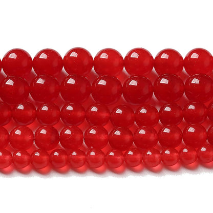 90pcs 4mm Natural Red Jade Chalcedony Beads Round Loose Gemstone Crystal Energy Healing Power Stone Beads for Jewelry Making DIY Bracelet (4mm, Red Jade)