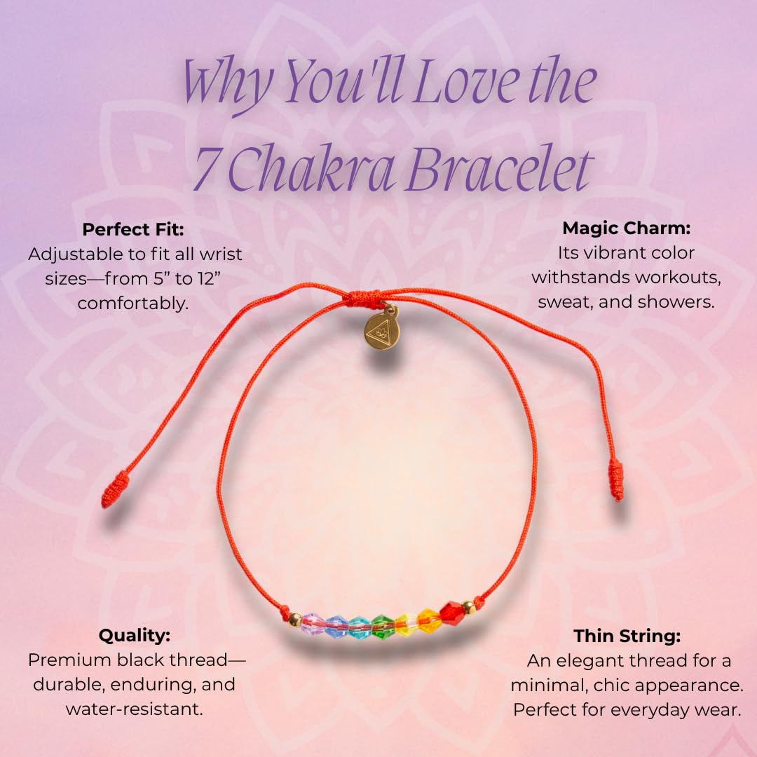 Magic Allure Red String Bracelet – 7 Knot Protection Amulet & Evil Eye Bracelet. Handmade Adjustable. Good Luck Red cord. Waterproof Jewelry. Gift for Men & Women (Chakra-1Unit)