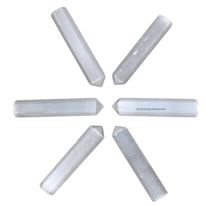 Amazing Gemstone Selenite Crystal Points Bulk Healing Crystals - Pack of 3 Single Terminated Healing Wand Point Bulk Crystals for Crafts, Crystal Grid, DIY Work - Premium Crystals for Beginners Gifts
