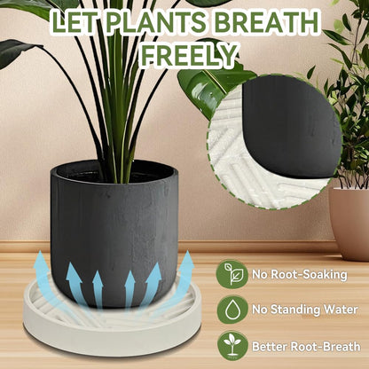 UoeRing 2 Pcs Plant Caddy with Hidden Wheels 10 Inch Heavy Duty Rolling Plant Stand, Indoor Outdoor Plant Saucer Tray with $9.9 Garden Tools (Beige)