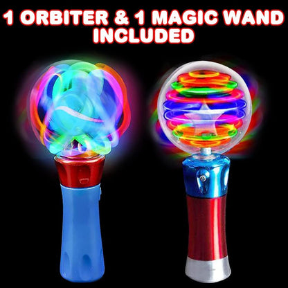 ArtCreativity Light Up Orbiter And Wand, Flashing LED Wands for Boys and Girls with Thrilling Colors, Batteries Included