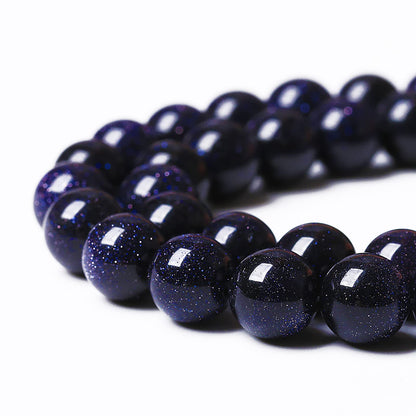 60PCS 6mm Starry Blue Sandstone Gemstone Beads Beads Natural Stone Round Loose Beads for Jewelry Making DIY Bracelet Necklace 15" Inch