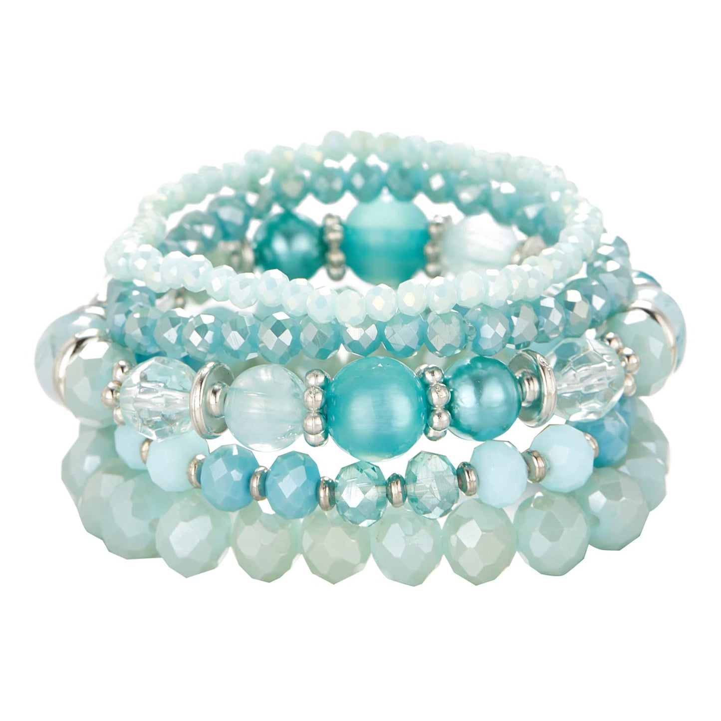 Noessla Beaded Boho Stretch Bracelet Colorful Stackable Crystal Beads Bracelets Trendy Costume Jewelry Mothers Day Gifts for Women(21-Turquoise)