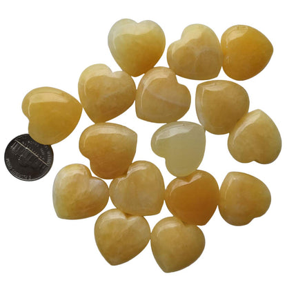 Loveliome 4 Pcs Natural Yellow Jade Love Heart Palm Stone Reiki Balancing Worry Stone(1 Inch)
