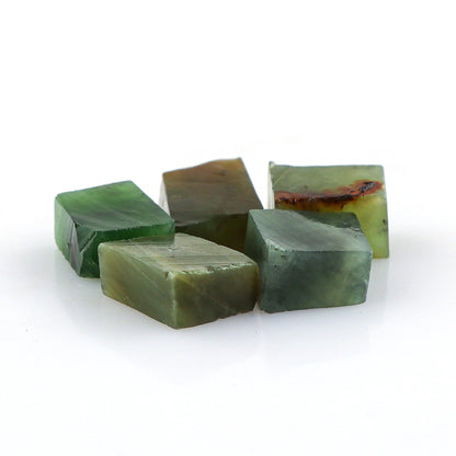CRYSTALINES 5pcs Wholesale Natural Raw Green Jade Gemstone, Untreated Rough Stone, Bulk Loose Supplies, DIY Crafts, Jewelry Making, Chakra Healing Crystals, Wire Wrap, Gem Collection, AAA Grade
