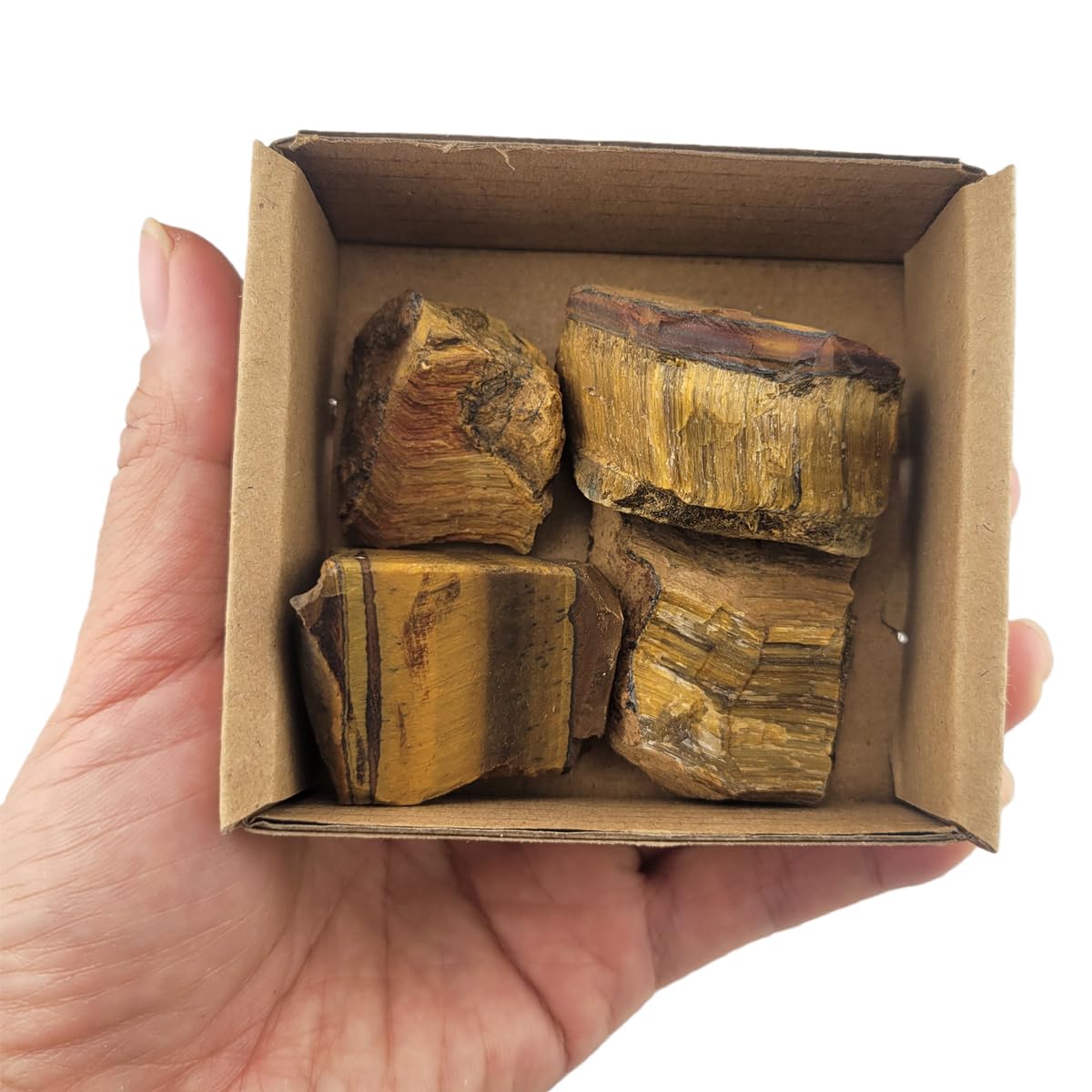 3-5Pcs Tiger's Eye Natural Raw Crystals 1''-2'' Rough Stones Rocks for Tumbling Polishing Cabbing Gemstones Crystals and Healing Stones for Wicca Reiki,Fountian Rocks for Decorations (Tiger's Eye)