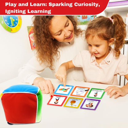 Thought-Spot Play & Learn Cube | Roll and Play Game for Toddlers | First Educational Game Ages 18+| Teaches Colors, Numbers, Letters, Emotions | Soft Cube with Activity Cards | Speech Therapy