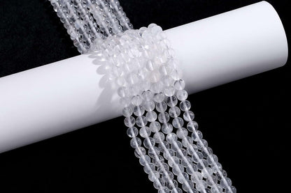 LAIDANLA Clear Quartz 8mm Natural Stone Beads Round Loose Gemstone Stone Beads for DIY Bracelet Necklace Earrings Jewelry Making Polishing Genuine Real Beading Crystal 96PCS 2 Strand 32"