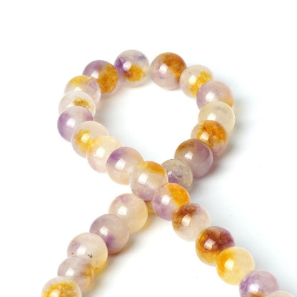 100Pcs Natural Stone 8mm Puple Yellow Jasper Round Loose Gemstone Energy Healing Beads Hole Size 1mm DIY Smooth Beads for Bracelet Necklace Earrings Jewelry Making