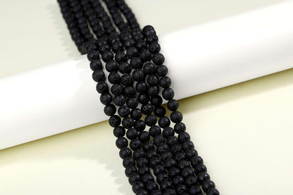 LAIDANLA Black Lava Beads 8mm Natural Stone Beads Round Loose Gemstone Stone Beads for DIY Bracelet Necklace Earrings Jewelry Making Polishing Genuine Real Beading Crystal 96PCS 2 Strand 32"