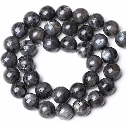 10mm Natural Larvikite Black Labradorite Gemstone Round Loose Beads for Jewelry Making (36-38pcs/strand)