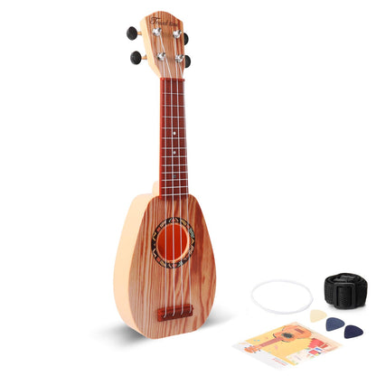 YOLOPARK 17" Kids Toy Guitar for Girls Boys, Mini Toddler Ukulele Guitar with 4 Strings Keep Tones Can Play for 3, 4, 5, 6 7 Year Old Kids Musical Instruments Educational Toys for Beginner (Wood)