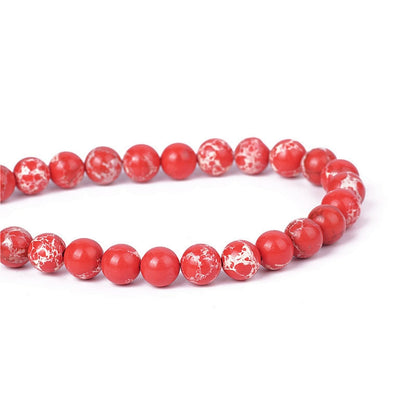 100Pcs Natural Stone 6mm Red Imperial Jasper Round Loose Gemstone Energy Healing Beads Hole Size 1mm DIY Smooth Beads for Bracelet Necklace Earrings Jewelry Making