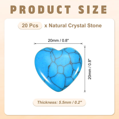 PATIKIL 20 Pcs Natural Heart Shaped Crystal Stone, 1 Inch Mini Polished Love Gemstone Crystal, Pocket Rock Engraved Worry Stones for Women Gifts Meditation, Cyan Blue