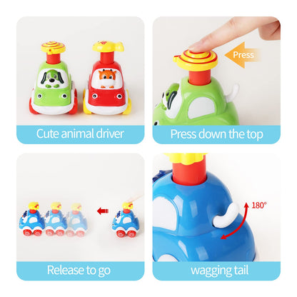 ALASOU 3 PCS Suction Cup Rotating Toys and 4 PCS Animal Car Toys for Infant and Toddlers