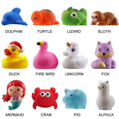 No Hole Bath Toy, 12 Pack Light up Animal, Flashing Color Tub Toys for Toddler Swimming Pool Party Bathtub Bathroom Shower Game, Bathtub Floating Water Toy for Infant Kid Toddler Boy Girl