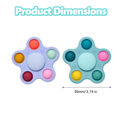 Silicone Suction Cup Spinner Toy for Babies&Toddlers – Food-Grade Safe & Fun Sensory Toy for Teething & Play – Perfect Baby Bath, High Chair & Travel Toy, Ideal Baby Gift (Sky Style)