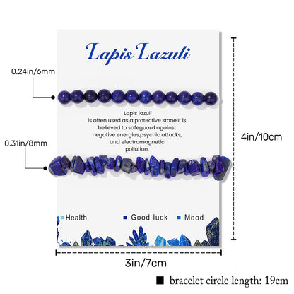 2Pcs Lapis Lazuli Bracelet for Women Crystal Bead Bracelet Gemstone Blue Beaded Bracelet Healing Crystal Bracelet Natural Stone Lapis Lazuli Jewelry for Women Men