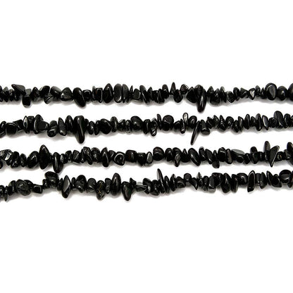 PLTbeads Gemstone Chips Natural Black Tourmaline 3-5mm Healing Crystals Waist Bracelets Necklace Kit Irregular Stone DIY Crafts Design Jewelry Making Approxi 32 inch
