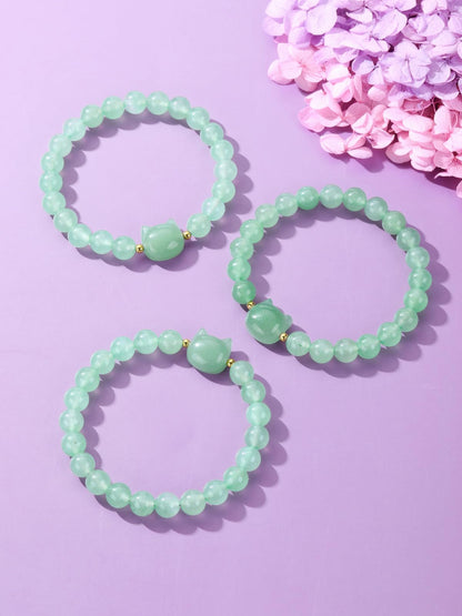 CrystalTears Green Aventurine Crystal Cat Bracelet for Women Men 8mm Healing Crystal Stone Bead Bracelets Protection Gemstones Stretch Bracelet Good Luck Bracelet Jewelry Gifts for Mom Women
