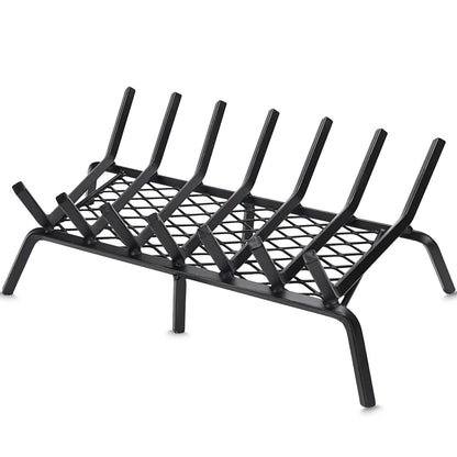 G GOOD GAIN Fireplace Grate 24" with Ember Retainer, Heavy Duty Cast Iron Indoor, Chimney Hearth Wood Stove Burning Rack Holder,1/2” Bar Fire Place Asseccories for Outdoor, Fire Pits, Camping