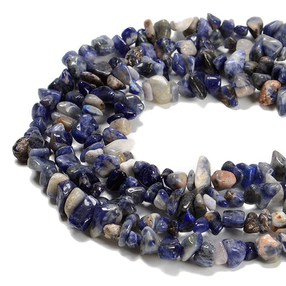 jodaying 7-8mm Natural Blue Sodalite Gemstone Chips Healing Gravel Bracelets Necklace Kit Irregular Tumble Stone Beads DIY Crafts Design Jewelry Making 32"