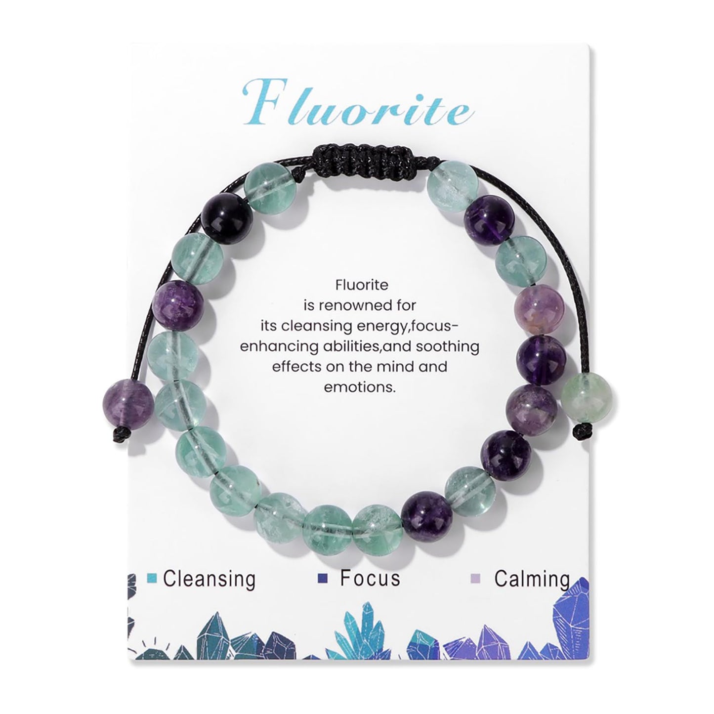 Fluorite Bracelet for Women 8mm Dainty Handmade Adjustable Fluorite Beaded Bracelet Fluorite Crystal Bracelet Gemstone Bracelets Healing Bracelet Fluorite Jewelry for Women Men
