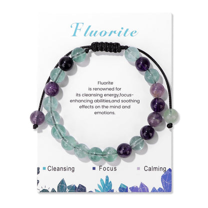 Fluorite Bracelet for Women 8mm Dainty Handmade Adjustable Fluorite Beaded Bracelet Fluorite Crystal Bracelet Gemstone Bracelets Healing Bracelet Fluorite Jewelry for Women Men