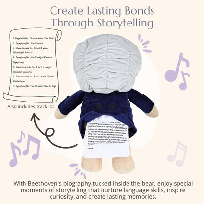 Vosego Ludwig Van Beethoven Virtuoso Bear – Plays 40 Mins of Classical Music, Educational & Soothing Musical Teddy Bear for Babies & Toddlers, Ideal