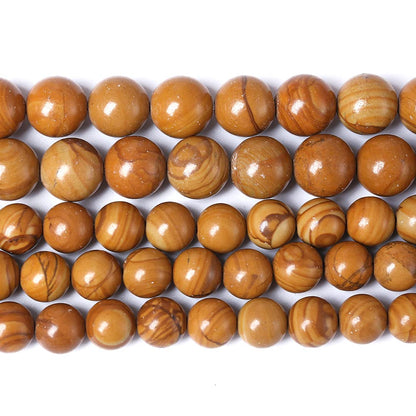 10mm 36pcs Natural Woodgrain Jasper Stone Beads for Jewelry Making DIY Bracelet Necklace Accessories 15" Energy Healing Power Stone Beads (Woodgrain Jasper, 10mm)