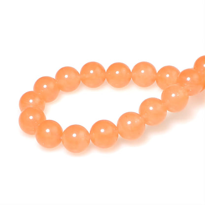 MJDCB Stone Beads 8mm 43pcs Round Light Orange Jade Loose Gemstone Bead Charms for Jewelry Making Bracelet Necklace Earring Pendant