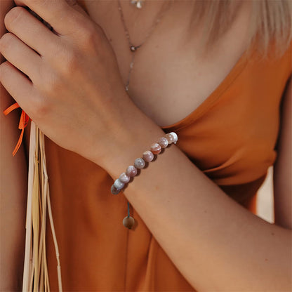 Rose Quartz Bracelets for Women 8mm Handmade Adjustable Gemstone Bracelet Crystal Beaded Bracelets Healing Crystal Bracelets Rose Quartz Jewelry for Women Girls