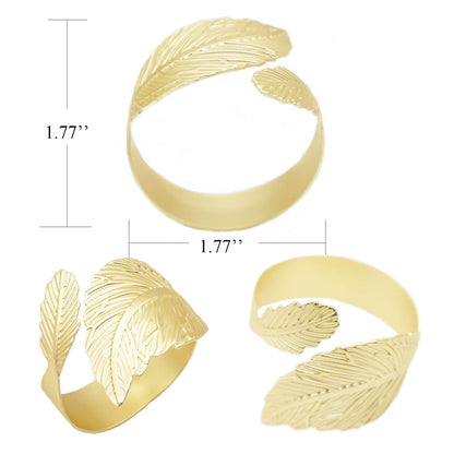 Utalek Gold Leaf Napkin Rings Set of 12, Leaves Napkin Rings for Table Setting, Metal Leaf Napkin Holder Rings for Holiday Party,Wedding, Banquet, Formal or Casual Dinning Table Decor (Gold)