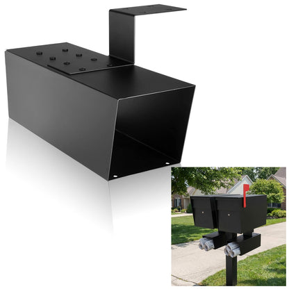 Zonon Newspaper Holder Black Medium Newspaper Box Weatherproof Heavy Duty Mailbox Accessory with Adjustable Bracket Rustproof Metal Outdoor Magazine Delivery Box for Post Mounted Mailbox