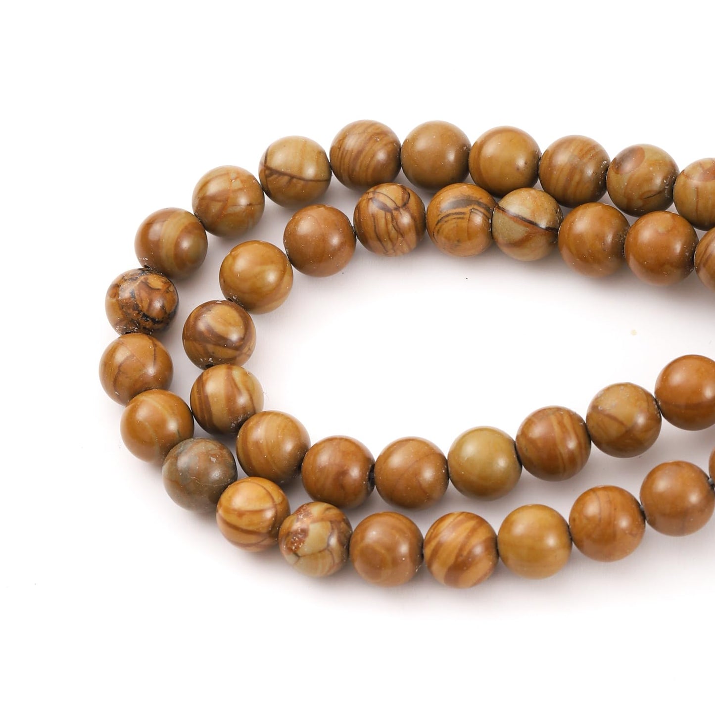 10mm 38pcs DIY Natural Woodgrain Jasper Stone Beads Round Healing Crystal Gemstone Loose Beads for Jewelry Making Handmade Bracelet Necklace
