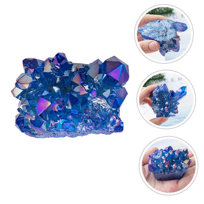 IMIKEYA 2pcs Sapphire Cluster Blue Crystal Stones Geode Specimen Drusy Geode Aquarium Crystal Stone Crystal Sculpture Spiritual Blue Healing Tumbled Gem Clusters Amethyst Cluster Mineral
