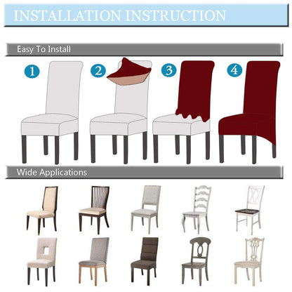 KELUINA Velvet Plush XL Dining Chair Covers, Stretch Chaircover, Spandex High Chairs Protector Covers Seat Slipcover with Elastic Band for Dining Chairs (Tauqe 1, Set of 2)
