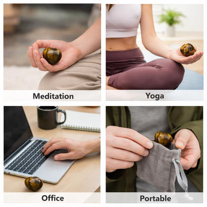 Tiger’s Eye Heart Worry Stone Healing Crystal, 1.57 Inch Polished Palm Stone for Meditation, Mindfulness & Anxiety Relief