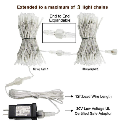 HEYFUNi 304 LED Curtain Lights Outdoor, 9.8Ft*9.8Ft Hanging String Lights Plug in with 8 Modes, Connectable Curtain Fairy Lights for Bedroom, Dorm, Christmas, Wall, Backdrop, Wedding Decor, White
