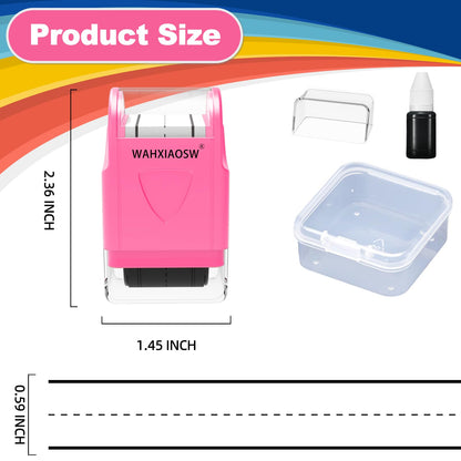 Handwriting Stamp Line Roller,Handwriting Lines Stamp Roller Self-Inking Line Rolling Stamps Handwriting Practice Tool for Teachers Kids Kindergarten-1refill Ink Included (-Pink)