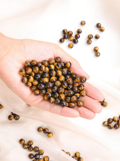Jovivi 8mm Natural Tiger Eye Gemstone Beads for Jewelry Making,96pcs Energy Healing Crystals Polished Round Smooth Stone Beads,Genuine Real Stone Beads for Bracelet Necklace