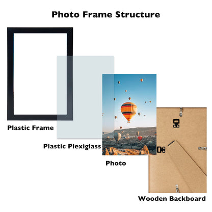 JCJMY 8.5x11 inch Picture Frame Black for Certificate Poster and Photo, Horizontal and Vertical Formats for Wall Hanging or Tabletop, 8.5x11 Frame with Shatter Resistant Plexiglass, Black