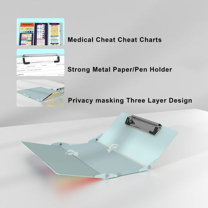 Nursing Clipboard Foldable Pocket Size-Nursing Edition Cheat Sheets Aluminum 3 Layers Foldable Clipboard Nursing Nurse Clipboard Foldable fits in Nurses Doctors(Mint)