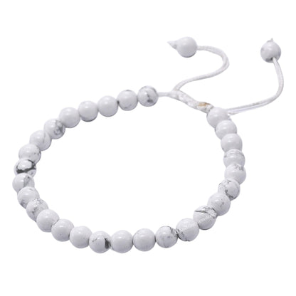 Amazing Gemstone Howlite Bracelet, Gifts For Men & Women - Protection Healing Crystal Bracelet - 6mm Gemstone Beaded Adjustable Bracelet, Pulseras Para Hombres Mujer Stocking Stuffers