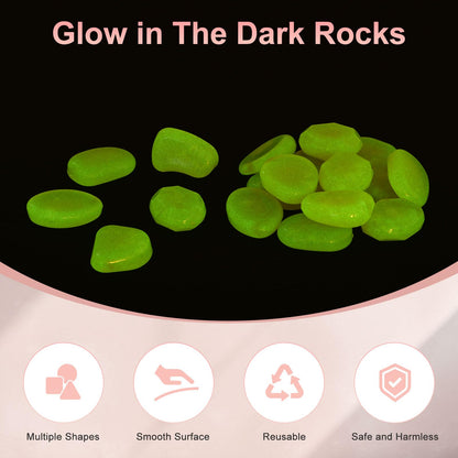 M METERXITY 50-Pack Glow in The Dark Rocks, 1.77" Resin Outdoor Garden Decorations Luminous Pebbles Stones for Garden Plants/Aquarium/Backyard Path, Aquarium Gravel [Orange]