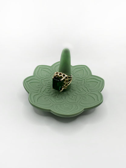 LEMae Ring Thing - Silicone Ring Holder Dish/Trinket Tray with Suction for Next to Sink, Jewelry Stroage, Mandala, Home Decor, Engagment Wedding Birthday Mothers Day Gifts for Women Her (Sage)