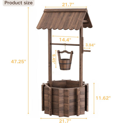 ZSYWODFO Wishing Wells for Outside,Wooden Wishing Well Planter,Rustic Flower Planter for Garden Patio Lawn Backyard Home Decor-21.7X21.7X47.25IN